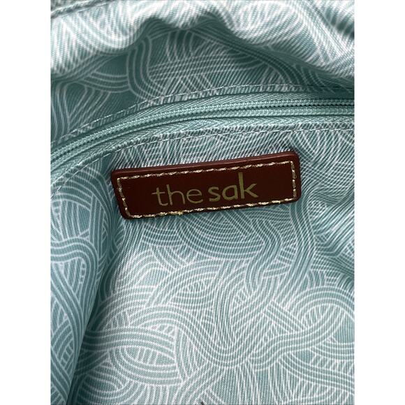 The Sak Leather Ashby Satchel Colorblock Large Tote Bag Shoulder Purse Zip Top - Picture 9 of 11